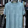 Camiseta jacquard casual masculina de alta qualidade, fina, gola redonda, manga curta, seda gelada, fresca, secagem rápida, nova para o verão, respirável