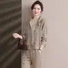 Conjunto Esportivo de Primavera da Moda para Mães, Jaqueta Casual Solta de Novo Estilo para Mulheres de Meia-Idade Primavera e Outono, Blusa Rejuvenescedora