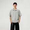 Polo Desestructurado con Cuello Camisero de Manga Corta para Hombre Verano Moderno Pareja Suelto Casual Camiseta de Media Manga para Adolescentes