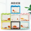Aquário de blocos de construção multicoloridos estilo chão mini pequeno paisagismo de mesa de escritório caixa criativa para visualização de peixes dourados