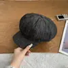 Gorra de mezclilla de ocho paneles versátil casual personalidad moda otoño e invierno para mujer gorra de moda reductora de figura reductora de edad gorra de pico de pato desgastada moderna