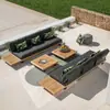 Sofá de Exterior para Patio de Villa, Impermeable, Protector Solar, Sofá de Ocio al Aire Libre, Muebles de Sofá de Teca para Resort de Villa