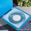Plato llano de porcelana de hueso a rayas azul cielo simple W Hogar de alta gama Nuevo plato para el hogar con borde dorado Cerámica de alta calidad Plato superior
