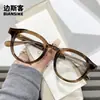 28039 Nova Armação de Óculos Oval Retro com Pernas de Três Núcleos Pode Ser Combinada com Lentes de Alta Definição Anti-Luz Azul