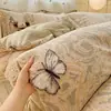 Juego de Ropa de Cama de Invierno de Alta Calidad, Nuevo, con Tallado 3D, de Terciopelo, Cuatro Piezas, de Terciopelo de Leche Burnout, para Mujer, Lujo Ligero, Sensación de Gama Alta