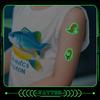 Adesivo de tatuagem infantil de dinossauro de desenho animado luminoso, adesivo à prova d'água e suor para homens e mulheres, duradouro, fofo e fluorescente