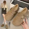 Zapatos Birkenstock para mujer todo incluido 2026 nuevo estilo de invierno forrados de felpa cálidos mocasines slip-on retro Birkenstock zapatos de algodón para mujer