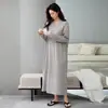 Bata de Noche Otoño para Mujer Algodón Puro Manga Larga Cómoda Casual Pijama de Celebridad de Internet para Mujer Otoño Suelta Ropa de Casa para Mujer Primavera y Otoño