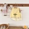 Conjunto de Ropa de Verano para Niñas Estilo Coreano de Moda Chal Floral Tridimensional Camisa de Muñeca Pantalones Cortos de Encaje