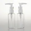 Botella cuadrada transparente de 50 ml con bomba de clip, envase cosmético, desinfectante de manos, emulsión, PET dividido, botella vacía