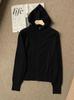 Suéter Cárdigan con Capucha y Cremallera Doble Extremo Suave y de Alta Calidad para Mujer en Diseño de Otoño Empalmado Suelto Chaqueta Top Trendy