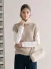Chaleco de punto sin mangas en capas de cuello alto para mujer, estilo coreano, holgado y casual, perfecto para usar en capas en otoño e invierno, 25708