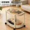 Mesa Lateral Carrinho de Vidro Móvel, Mesa de Centro Pequena para Sofá de Sala de Estar, Prateleira de Armazenamento, Mesa de Cabeceira de Quarto Estilo Francês de Luxo Leve
