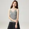 Francés Nuevo Suave y Agradable para la Piel Cuello en V Doble Tirante Diseño de Encaje Camisola de Punto de Cachemira Top para Mujer