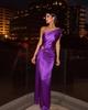 2025 Nova Saia Longa de Primavera e Verão Transfronteiriça com Cintura and Cintura Alta Elegante para o Trabalho Cor Sólida Ombro Assimétrico Elegante Vestido de Noite