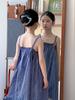 Vestido para Niñas 2026 Estilo Verano Versión Coreana para Niñas Vestido de Tirantes Cuadros Pequeños Vestido Casual Holgado sin Mangas para Niños