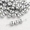 4*7mm Base de Plata Antigua Letra Negra Cuentas de Letra Acrílicas Cuentas Sueltas Accesorios para Joyería DIY Accesorios para Collares Pulseras