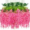Flores de glicinia artificiales para decoración de techo, decoración de bodas, flores artificiales para decoración de sala de estar, escenarios de parques y hoteles (12 piezas por juego)