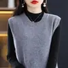 Fabricante de chaleco estilo coreano de cuello redondo, top sin mangas, adecuado para otoño e invierno, corte holgado, estilo nuevo, prenda exterior para mujer, suministro directo al por mayor, beige