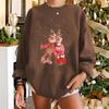 Nuevo suéter de punto de cuello redondo para mujer, europeo y americano, con estampado de alce navideño, holgado, de talla grande, casual, con hombros caídos