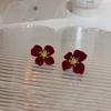 Aretes de Flor de Terciopelo, Gama Alta, Aretes de Lujo Ligero, Elegantes, Gama Alta, Aretes Rojos Versátiles de Otoño e Invierno para Mujer