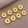 Cuentas sueltas de cobre chapado en oro de 18 quilates, separadores en forma de OVNI, cuentas redondas roscadas para pulsera y collar DIY hechos a mano, accesorios de joyería