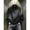 Camiseta de manga larga con estampado de escamas de dragón azul oscuro para hombre, cuello Henley de otoño, sudadera holgada informal, top deportivo texturizado