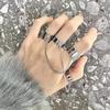 Anillo de Cadena Entrelazado de Dos Dedos Punk de Moda Hip-Hop Mariposa Anillo Ajustable Estilo Geométrico Tendencia de Personalidad de Moda