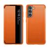 Para funda de teléfono Samsung S21FE Funda de cuero Samsung s21fe todo incluido de cuero liso anticaídas con ventana protectora