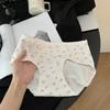 Calzones de Algodón Puro para Mujer con Parche de Encaje Floral Pequeño, Diseño Estampado, Refuerzo Antibacteriano Extra Largo 10A, Bikini de Cintura Media