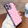 Producto de Exportación Más Vendido: Funda de Teléfono Floral Rosa a Cuadros Fresca y Sencilla Electrochapada para Apple 18 Pro, Funda con Airbag Anti-Caídas para 17