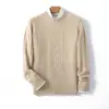 Nuevo suéter de punto para hombre de lana 100% para otoño e invierno, cuello redondo, grueso, talla grande, camiseta base de punto, suéter de cachemira versátil