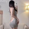 Fantasia japonesa estilo suéter de malha com gola alta, lingerie sexy sem costas, outono e inverno, pijama tentação com cadarço, paixão para cama