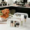 Bolsa de maquillaje de PVC transparente, impermeable, gran capacidad, bolsa de viaje para maquillaje y artículos de tocador, bolsa portátil para almacenamiento de cuidado de la piel, múltiples colores