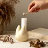 Portavelas Adorno de Conejo de Pascua de Amapola Molde de Silicona Base para Velas de Aromaterapia DIY Molde de Yeso de Conejo
