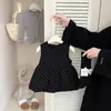 Vestido acolchado para niña estilo coreano nuevo moda para bebé vestido de princesa moderno moda para bebé vestido cálido de lunares para salir