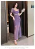 Vestido Sexy Preto de Renda para Mulheres 2026 Novo Estilo Uniforme de Trabalho para Técnica de Massagem nos Pés de Boate Slim Fit Justo ao Corpo Vestido Longo