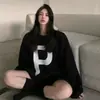 Sudadera con cuello redondo forrada de forro polar para mujer, Otoño e Invierno, Nuevo estilo holgado y perezoso, Estilo americano retro, Top de cuello redondo para pareja, Moderno