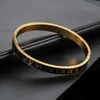 Nuevo brazalete apilable "Ojo de Dios" transfronterizo para hombre, pulsera tipo brazalete de acero inoxidable con aceite negro y números romanos, pulsera de joyería para mujer