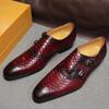 Estación Independiente Comercio Exterior Nuevo Otoño 2025 Zapatos de Cuero de Punta con Doble Hebilla Británica con Estampado de Serpiente Casual para Hombre Ropa Formal para Hombre