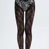 Medias de Rejilla Talla Grande Estilo Europeo y Americano, Medias Corporales de Encaje con Tatuaje Sexy para Chicas a la Moda, Diseño de Encaje Jacquard Hueco de Siete Pétalos