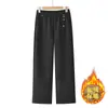 Pantalones de pana gruesa de pierna recta estilo mom para mujer, nuevos de otoño e invierno, color liso, superficie lisa, versión estrecha, pantalones de pierna ancha para mujer