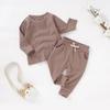 Comércio exterior pijamas bebê algodão orgânico bebê roupas de outono algodão orgânico pijamas infantis ins vento pequenas e médias roupas domésticas para crianças terno
