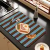 Tapete Drenante Criativo Retro para Cozinha, Tapete Anti-Escaldante e Isolante Térmico para Tigelas e Hashis de Mesa, Tapete Absorvente de Água de Terra de Diatomáceas para Balcão de Bar e Máquina de Café