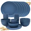 Paja de trigo 24 piezas plato plato traje ins Tazón plato plato plato taza de agua plástico vajilla traje venta al por mayor