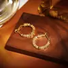 Pendientes de Plata de Alta Gama con Estilo Europeo y Americano, Diseño de Nicho a la Moda, Pendientes Circulares para Mujer, Chapados en Cobre con Agujas de Plata Real