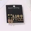 Pendientes de traje de hojas más vendidos de Europa y Estados Unidos, pendientes largos geométricos de hojas huecas retro creativos, 6 pares de pendientes