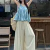 Nuevo Conjunto de Moda Estilo Coreano, Camisola de Nicho para Reducir la Edad para Mujeres, Conjunto de Dos Piezas de Pantalones Anchos Sueltos de Cintura Alta para Verano