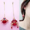 Pendientes del mismo estilo de IU de Corea del Sur, hermosos pendientes rojos con aguja de plata 925, joyería elegante y sencilla de moda para mujeres.