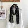 Bufanda degradada de lunares plisada vintage para mujer, bufanda fina de seda artística desgastada, chal decorativo casual y atmosférico estilo coreano